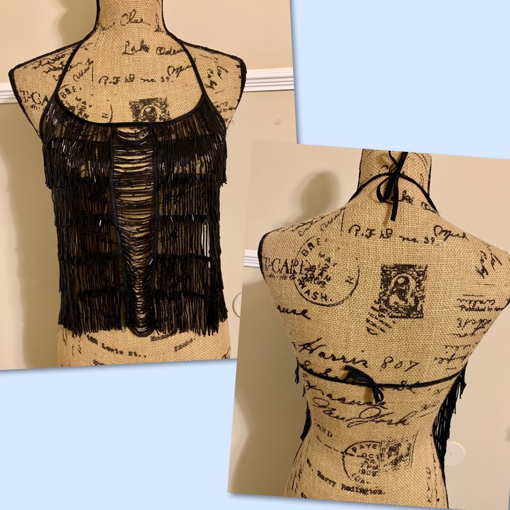 BEADED BACKLESS HALTER
